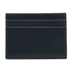 Porta Carte in Pelle Blu Notte con Stampa Logo