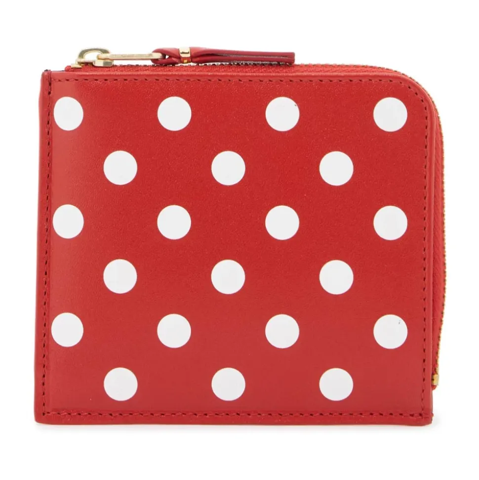 Portafoglio a Pois in Pelle con Zip