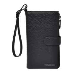 Portafoglio con zip in pelle martellata