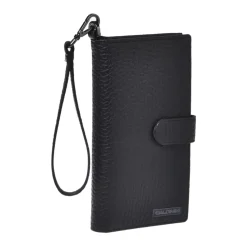 Portafoglio con zip in pelle martellata