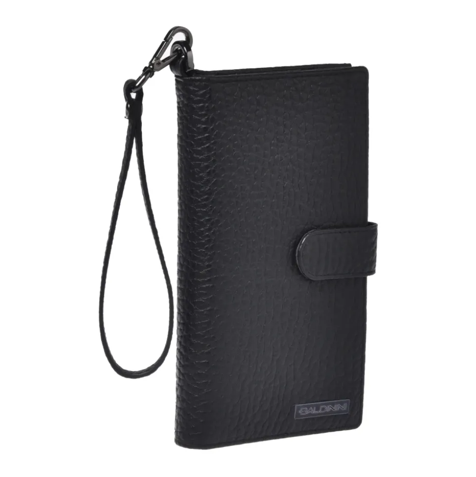 Portafoglio con zip in pelle martellata