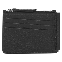 Portafoglio in Pelle Nera con Tasca con Zip