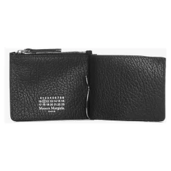 Portafoglio in Pelle Nera con Tasca con Zip