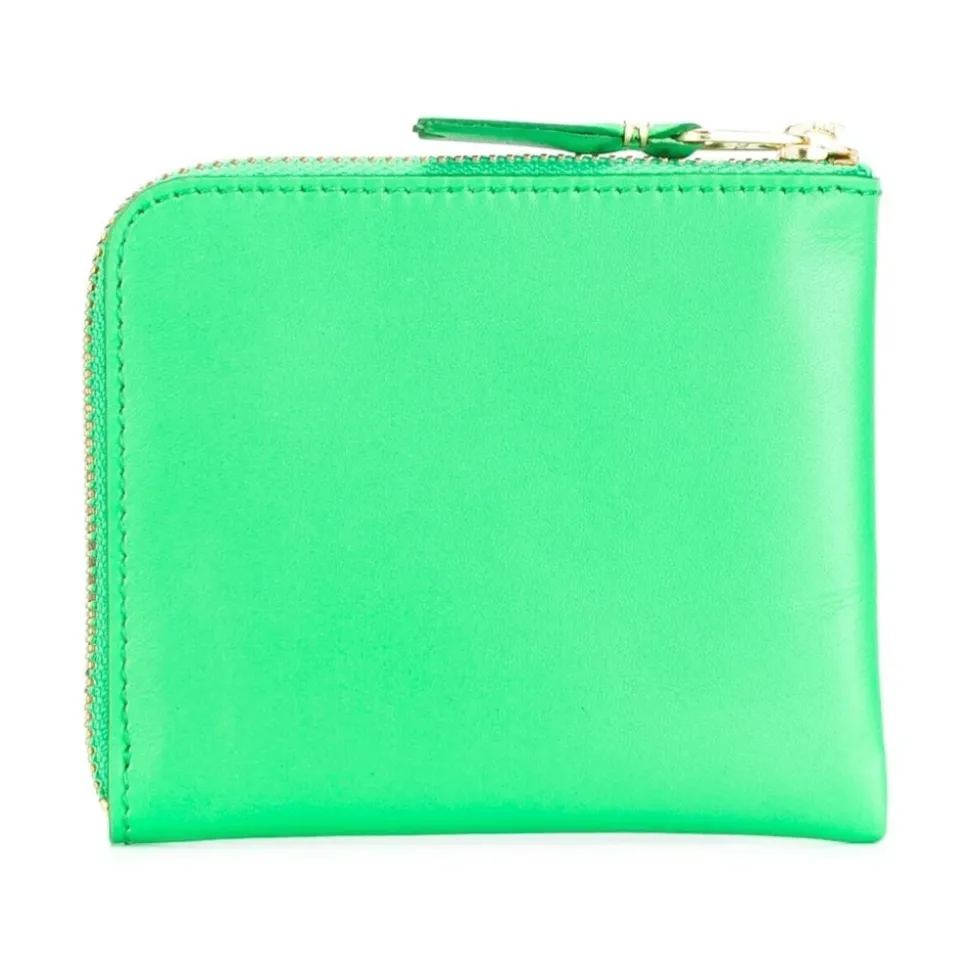 Portafoglio in pelle verde con dettagli dorati