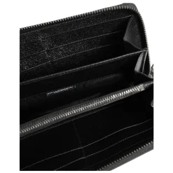 Portafoglio uomo in pelle nera con zip