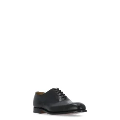 Scarpe basse stringate in pelle nera