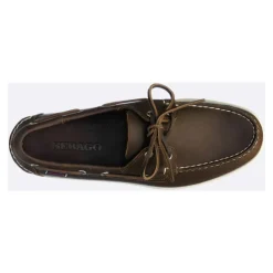 Scarpe da barca in pelle marrone fatte a mano