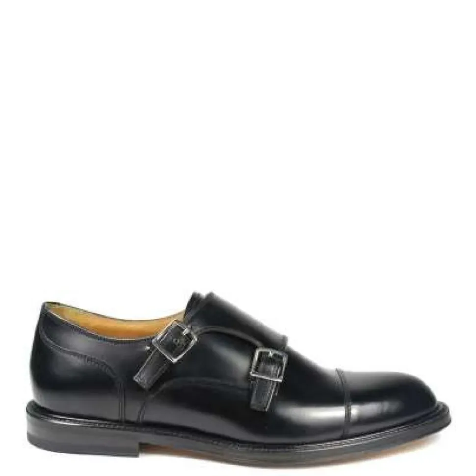 Scarpe in pelle nera con doppia fibbia