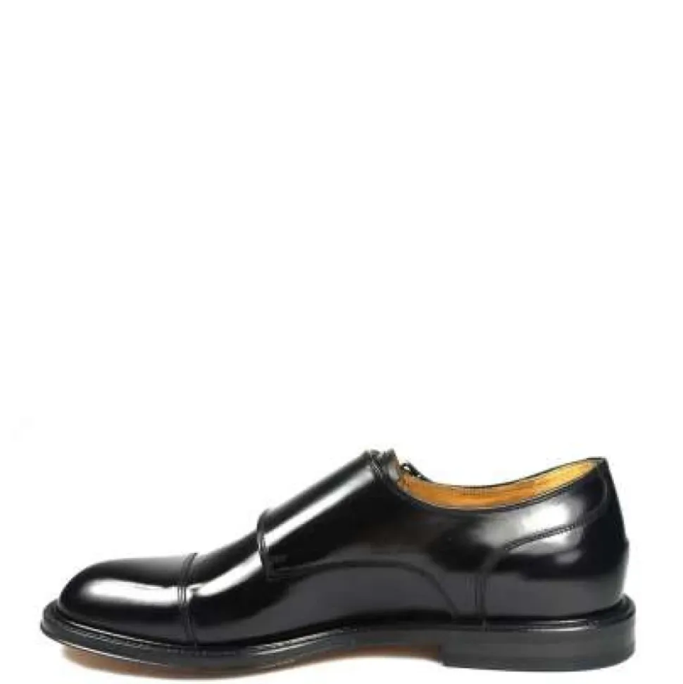 Scarpe in pelle nera con doppia fibbia