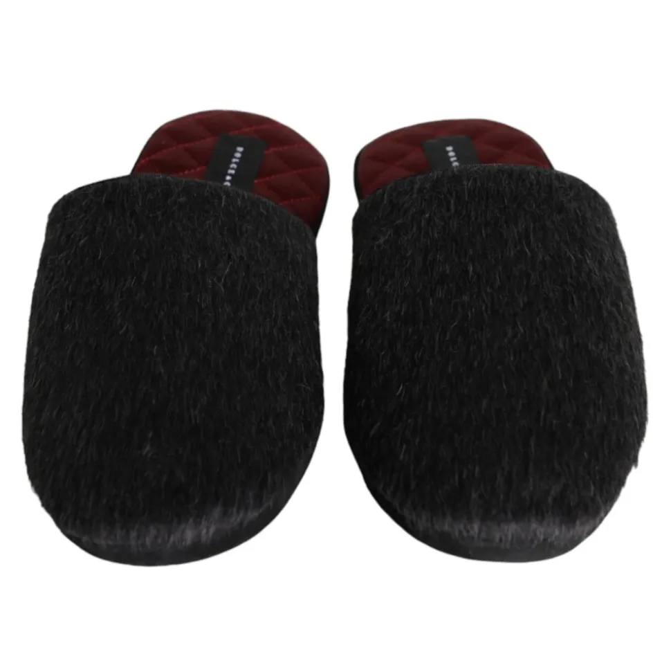 Scarpe slip on in pelliccia sintetica nera