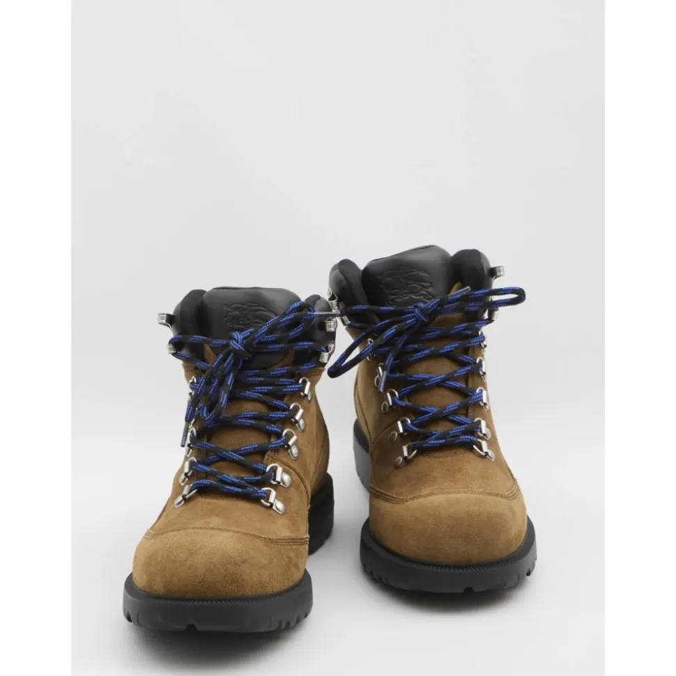 Scarponcini da trekking stringati in pelle scamosciata