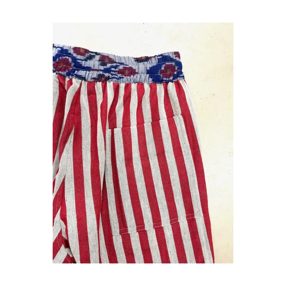Shorts in cotone a righe con vita elastica