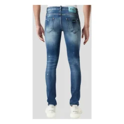 Slim-fit Distressed Jeans con Paint Splatters