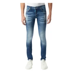 Slim-fit Distressed Jeans con Paint Splatters