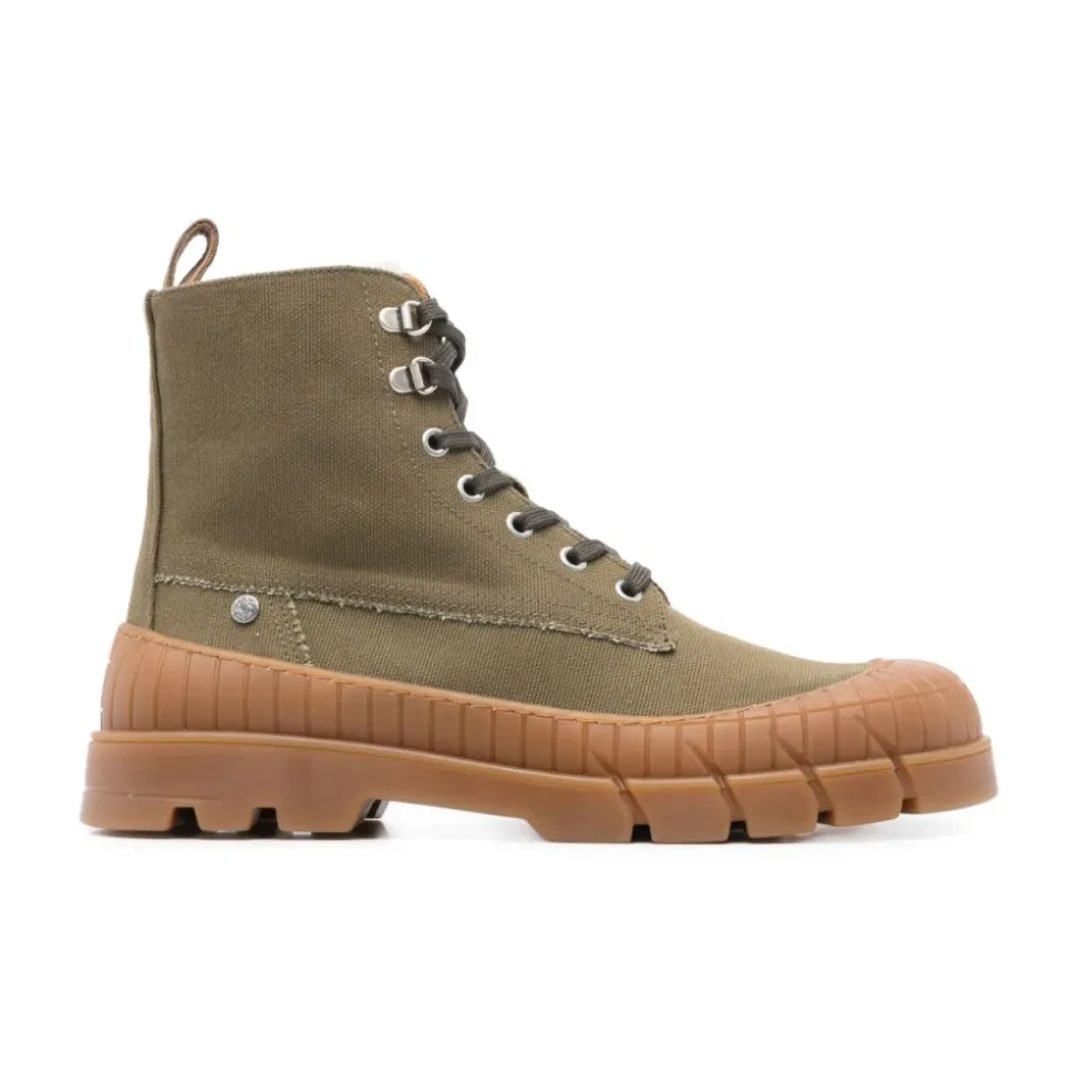 Sneakers color kaki con lacci e suola in gomma