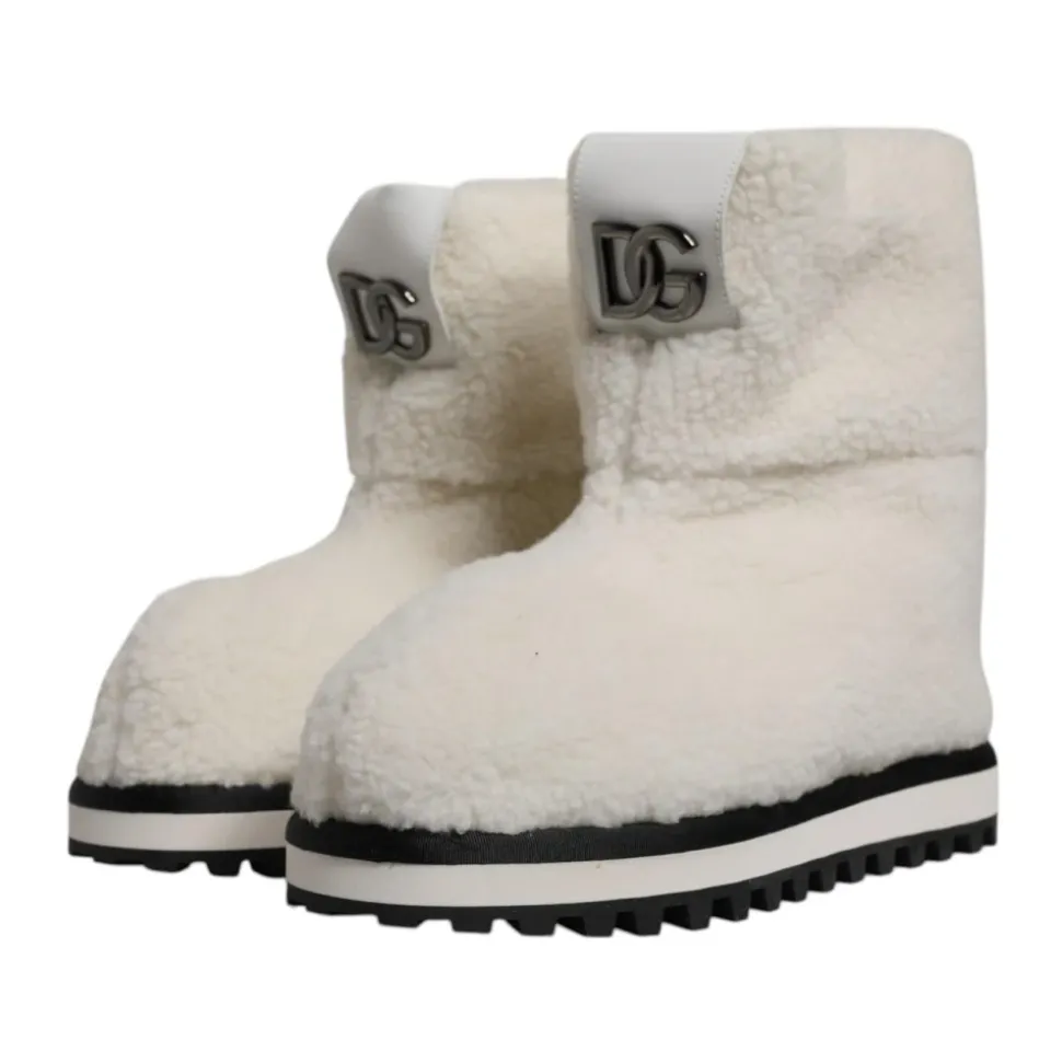 Stivali Bianchi in Shearling Mid Calf
