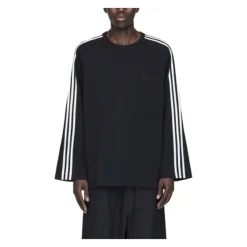 3-Stripes Maglia a Maniche Lunghe Nera Design Minimalista