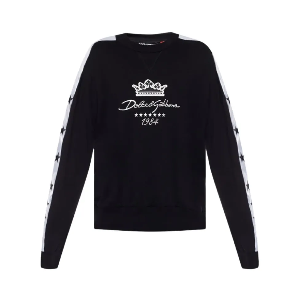 Sudadera de algodón negra con logo