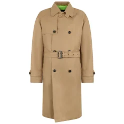 Trench coat beige imbottito con cintura
