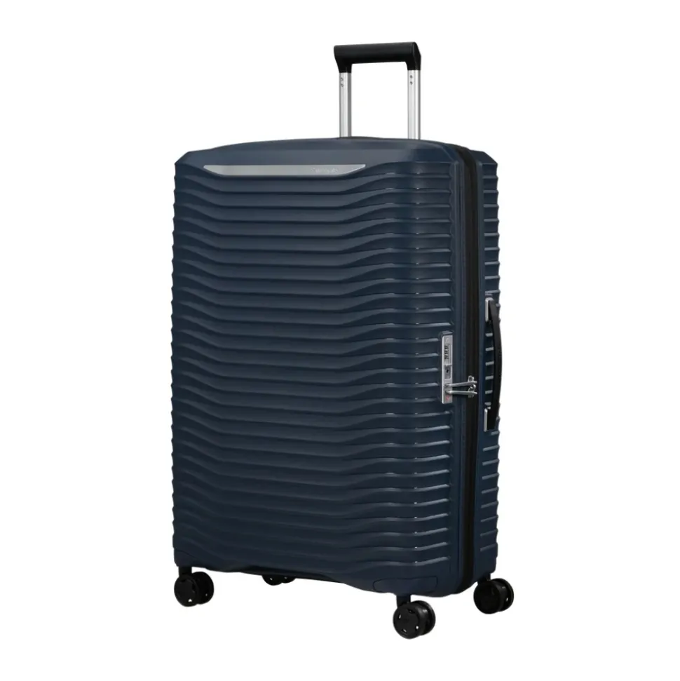 Trolley blu Upscape con caratteristiche sostenibili