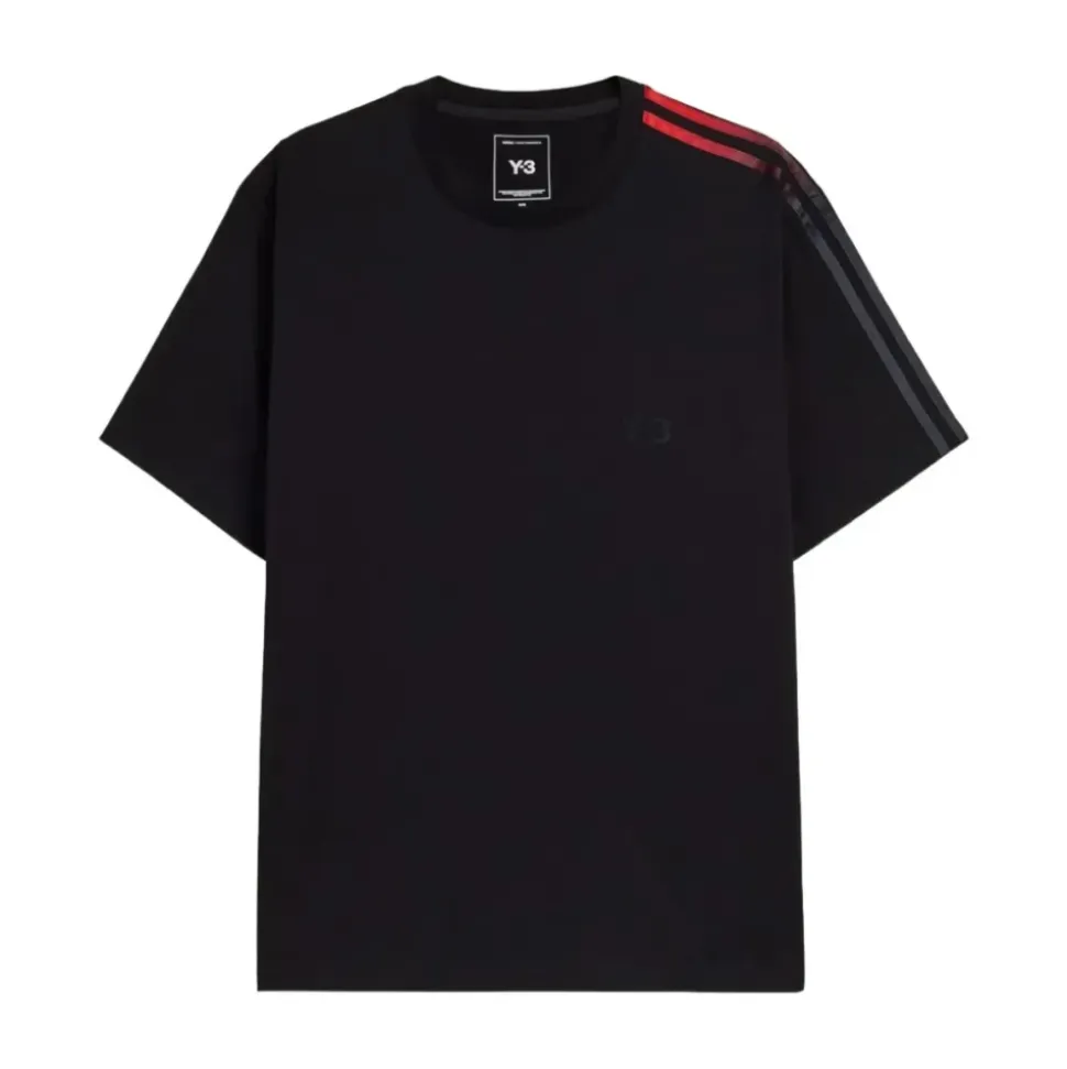 T-shirt in Cotone con Strisce Sfumate