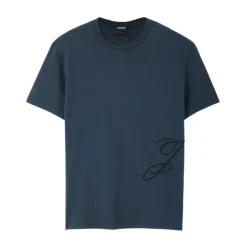 T-shirt Blu con Logo Ricamato