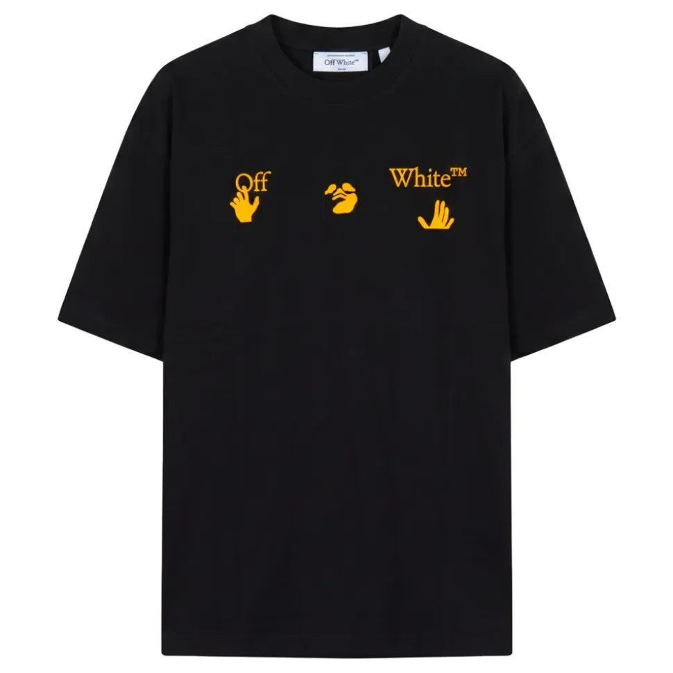 T-Shirt con Firma Sottile Bordata a Maniche Corte