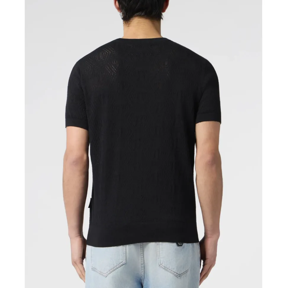 T-shirt Girocollo Monogramma Traforato