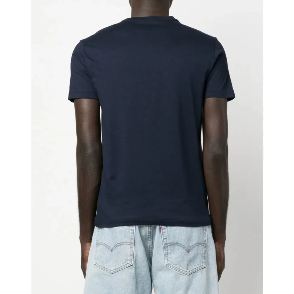 T-shirt in cotone blu navy con logo ricamato