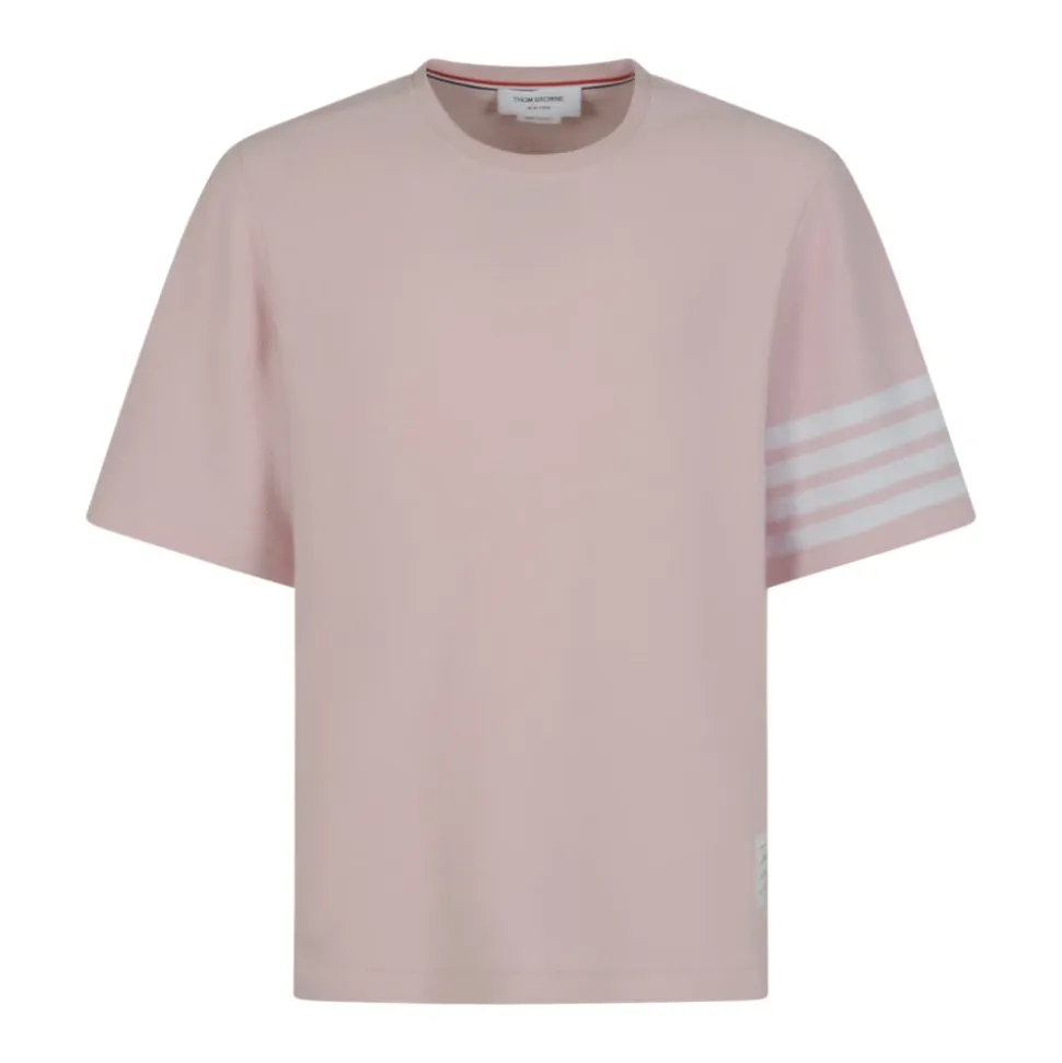T-shirt manica corta in piqué testurizzato con 4 Bar Eng