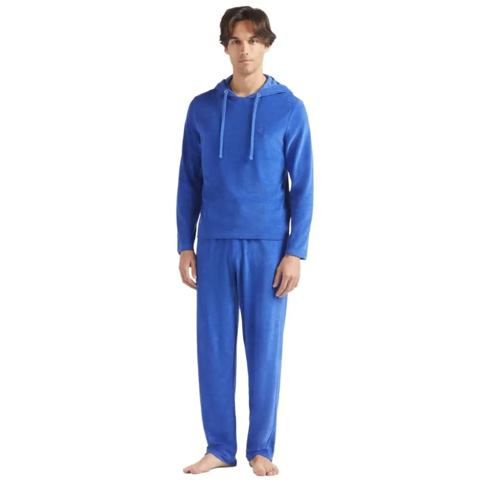 T-shirt uomo a maniche lunghe in spugna con cappuccio