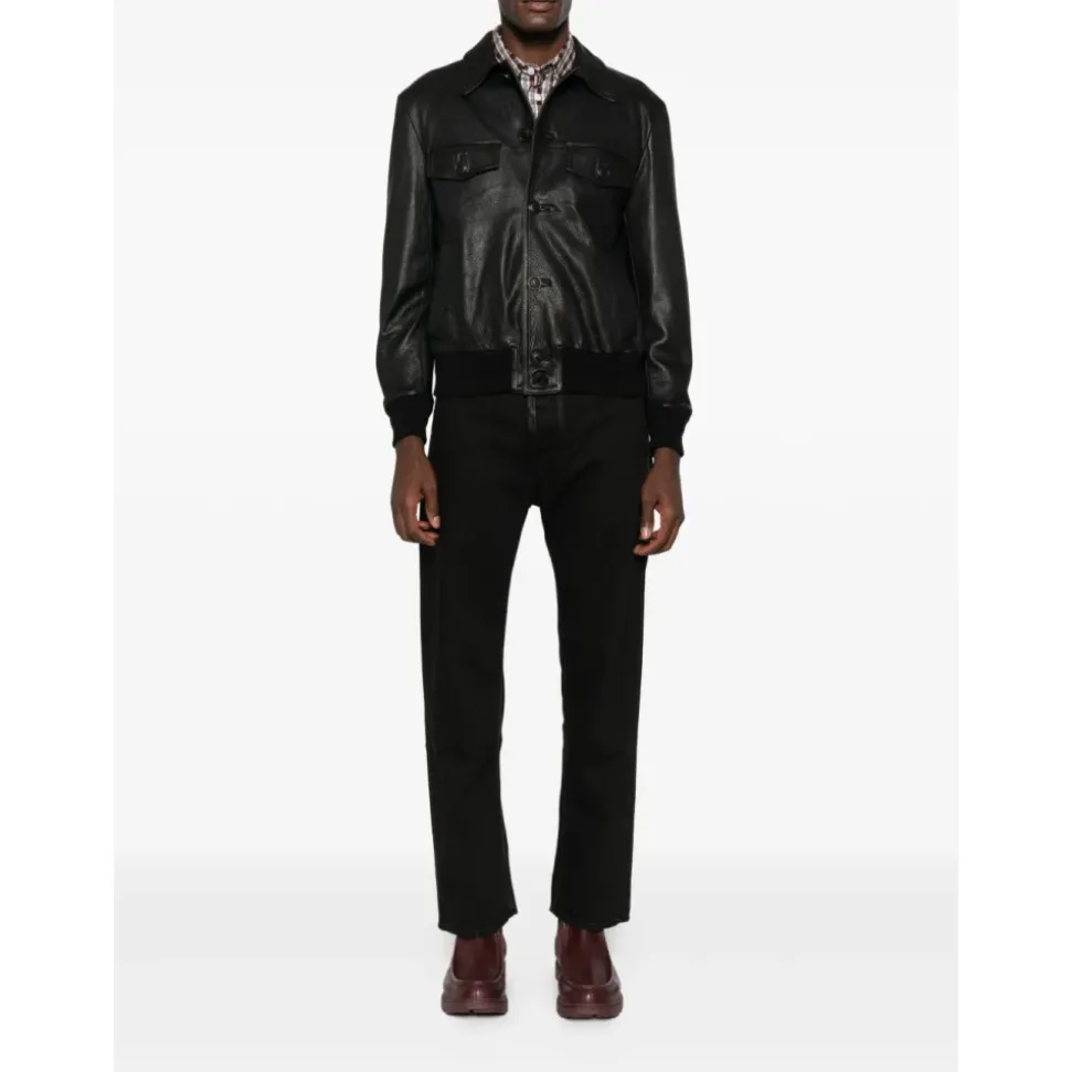 49521-U Collared Leather Jacket