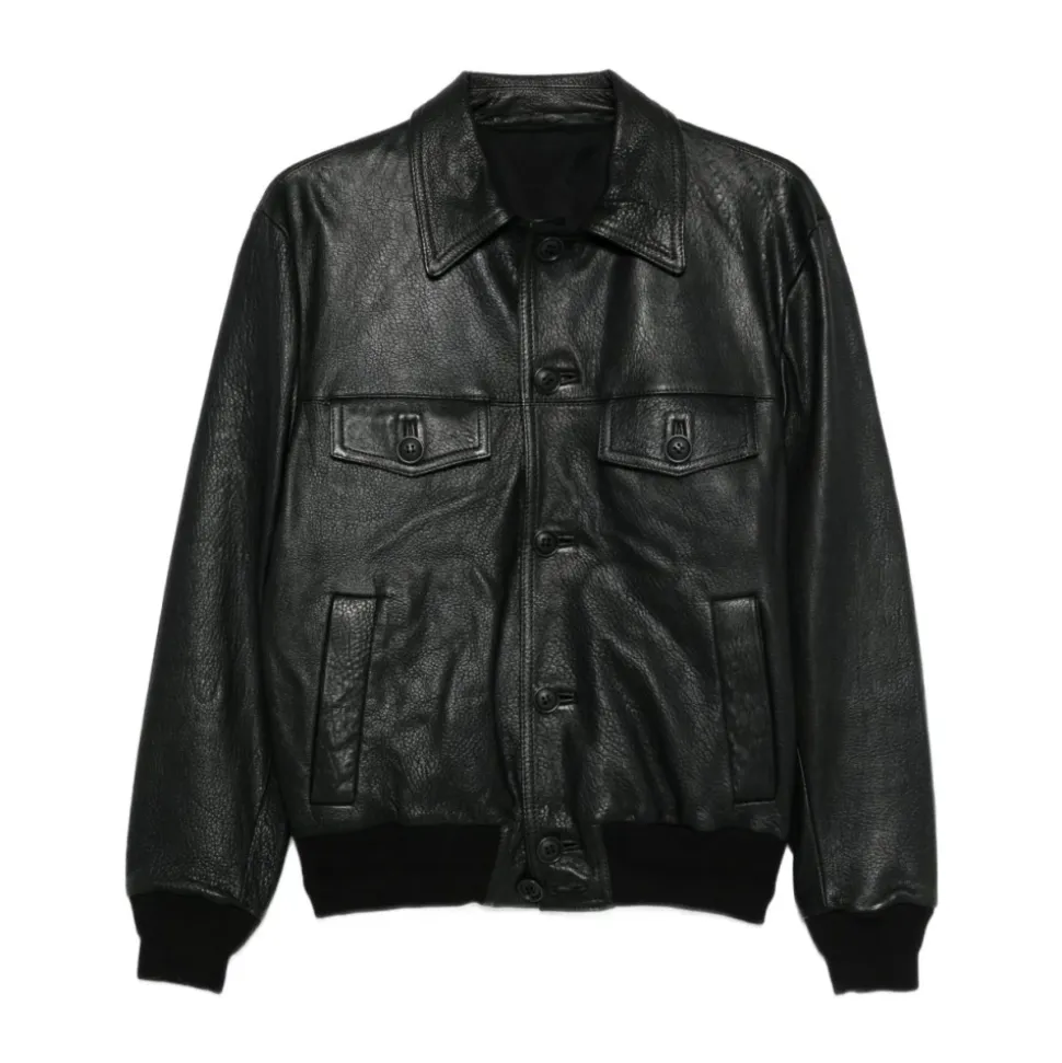 49521-U Collared Leather Jacket
