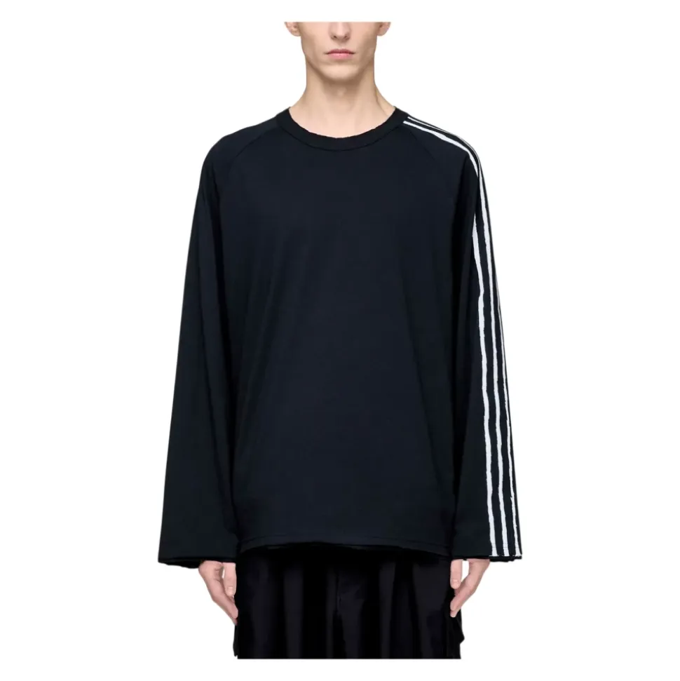 Y-3 Raw Edge 3 Stripes Long Sleeve T-Shirt