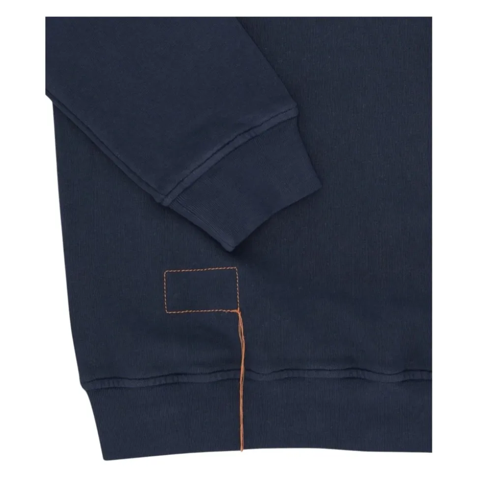 Yale Felpa in Jersey Garzato con Colletto e Zip Navy