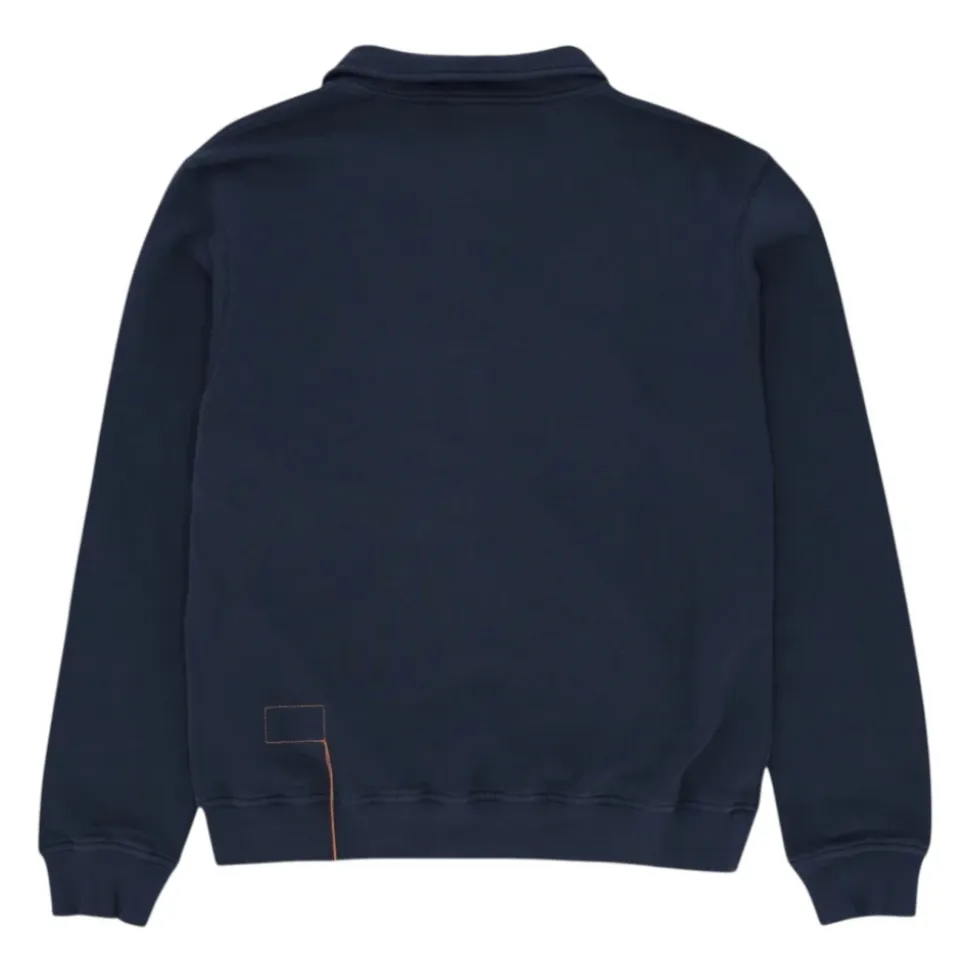 Yale Felpa in Jersey Garzato con Colletto e Zip Navy